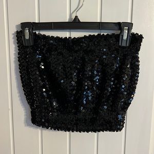 Black sequin tube top